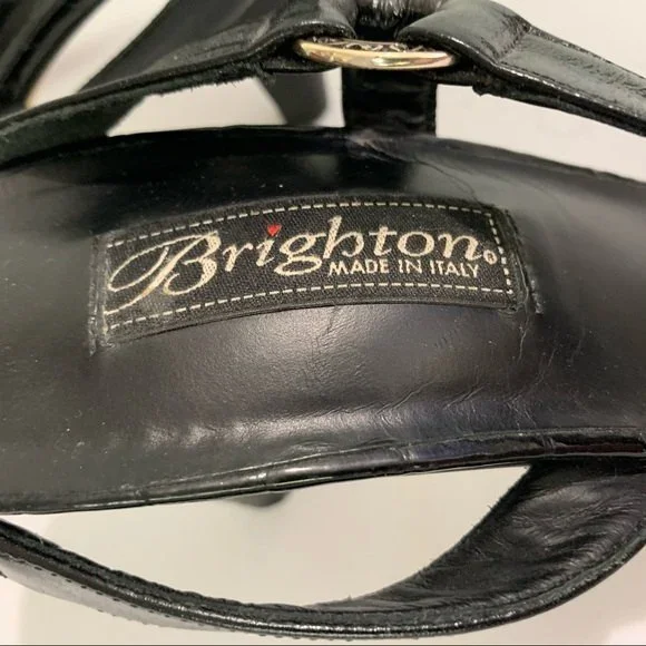 BRIGHTON Rhodes Black Strappy Square Toe Kitten Heels - Picture 5 of 6